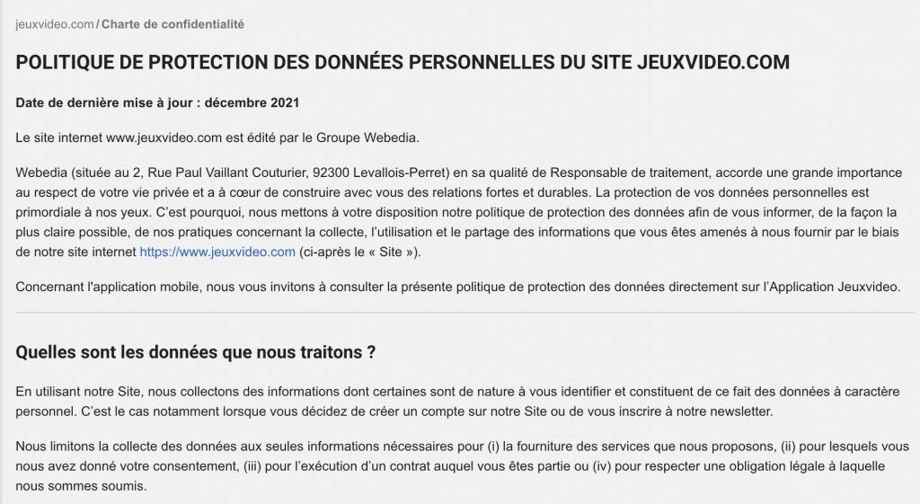 politique confidentialite rgpd